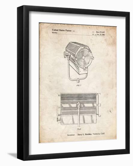 PP961-Vintage Parchment Mole-Richardson Film Light Patent Poster-Cole Borders-Framed Giclee Print