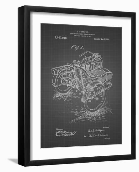 PP963-Black Grid Motorcycle Sidecar 1918 Patent Poster-Cole Borders-Framed Giclee Print