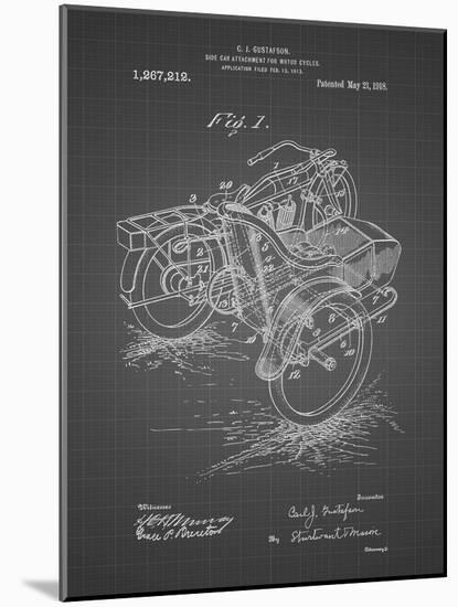 PP963-Black Grid Motorcycle Sidecar 1918 Patent Poster-Cole Borders-Mounted Giclee Print