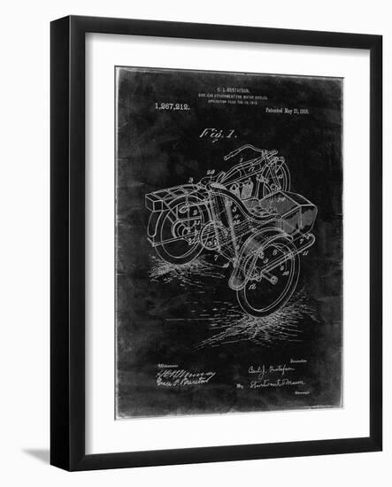 PP963-Black Grunge Motorcycle Sidecar 1918 Patent Poster-Cole Borders-Framed Giclee Print