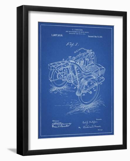 PP963-Blueprint Motorcycle Sidecar 1918 Patent Poster-Cole Borders-Framed Giclee Print