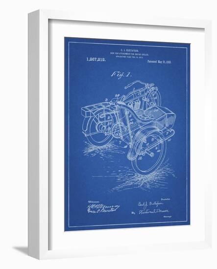 PP963-Blueprint Motorcycle Sidecar 1918 Patent Poster-Cole Borders-Framed Giclee Print