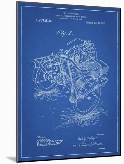 PP963-Blueprint Motorcycle Sidecar 1918 Patent Poster-Cole Borders-Mounted Giclee Print