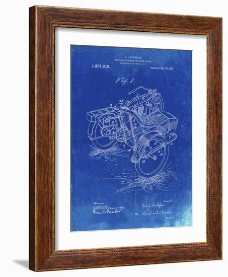 PP963-Faded Blueprint Motorcycle Sidecar 1918 Patent Poster-Cole Borders-Framed Giclee Print