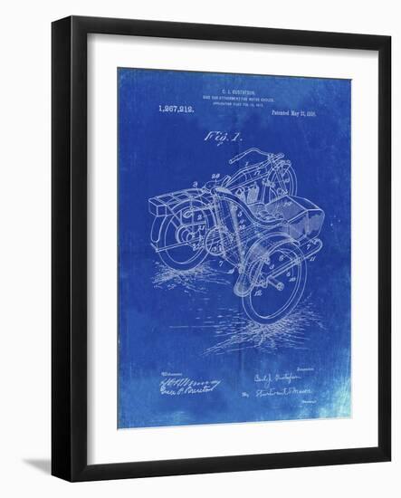 PP963-Faded Blueprint Motorcycle Sidecar 1918 Patent Poster-Cole Borders-Framed Giclee Print