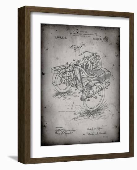 PP963-Faded Grey Motorcycle Sidecar 1918 Patent Poster-Cole Borders-Framed Giclee Print