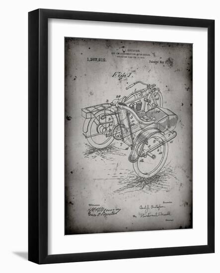 PP963-Faded Grey Motorcycle Sidecar 1918 Patent Poster-Cole Borders-Framed Giclee Print