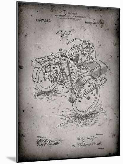 PP963-Faded Grey Motorcycle Sidecar 1918 Patent Poster-Cole Borders-Mounted Giclee Print