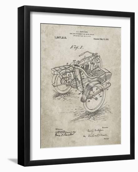 PP963-Sandstone Motorcycle Sidecar 1918 Patent Poster-Cole Borders-Framed Giclee Print