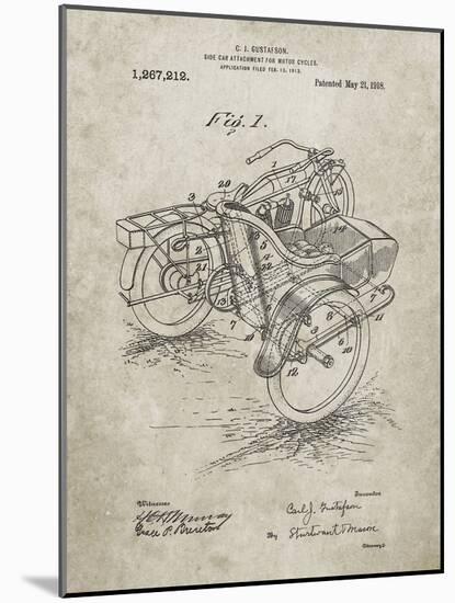 PP963-Sandstone Motorcycle Sidecar 1918 Patent Poster-Cole Borders-Mounted Giclee Print