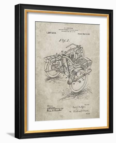 PP963-Sandstone Motorcycle Sidecar 1918 Patent Poster-Cole Borders-Framed Giclee Print