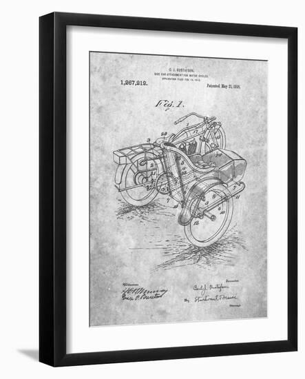 PP963-Slate Motorcycle Sidecar 1918 Patent Poster-Cole Borders-Framed Giclee Print