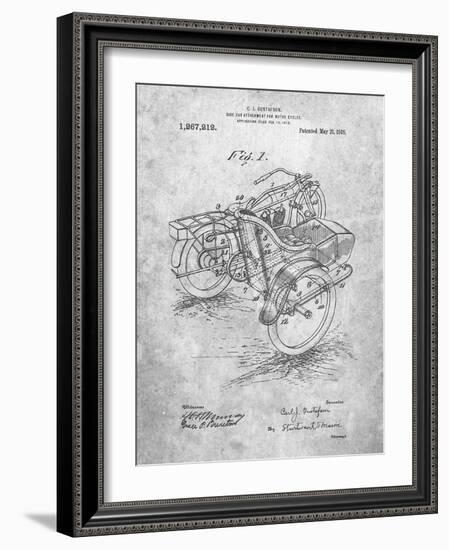 PP963-Slate Motorcycle Sidecar 1918 Patent Poster-Cole Borders-Framed Giclee Print