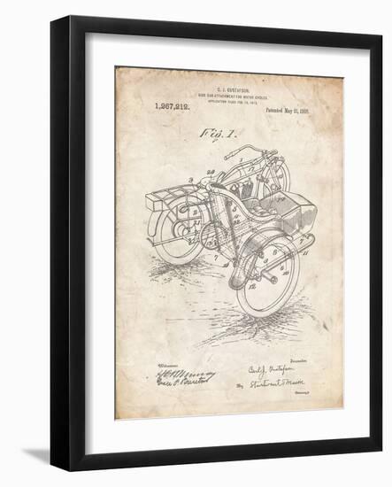 PP963-Vintage Parchment Motorcycle Sidecar 1918 Patent Poster-Cole Borders-Framed Giclee Print