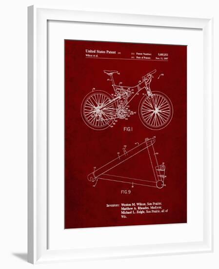 PP965-Burgundy Mountain Bike Patent Art-Cole Borders-Framed Giclee Print