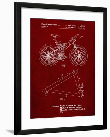 PP965-Burgundy Mountain Bike Patent Art-Cole Borders-Framed Giclee Print