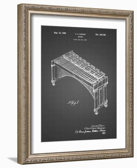 PP967-Black Grid Musser Marimba Patent Poster-Cole Borders-Framed Giclee Print