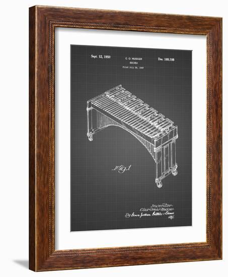 PP967-Black Grid Musser Marimba Patent Poster-Cole Borders-Framed Giclee Print