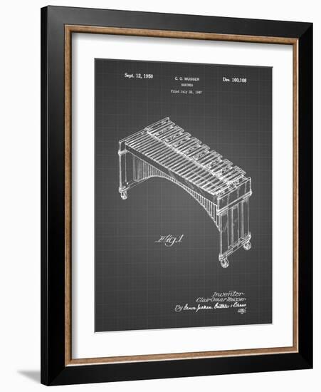 PP967-Black Grid Musser Marimba Patent Poster-Cole Borders-Framed Giclee Print