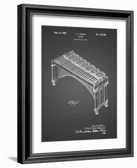 PP967-Black Grid Musser Marimba Patent Poster-Cole Borders-Framed Giclee Print