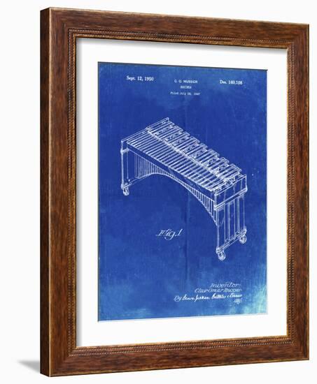 PP967-Faded Blueprint Musser Marimba Patent Poster-Cole Borders-Framed Giclee Print