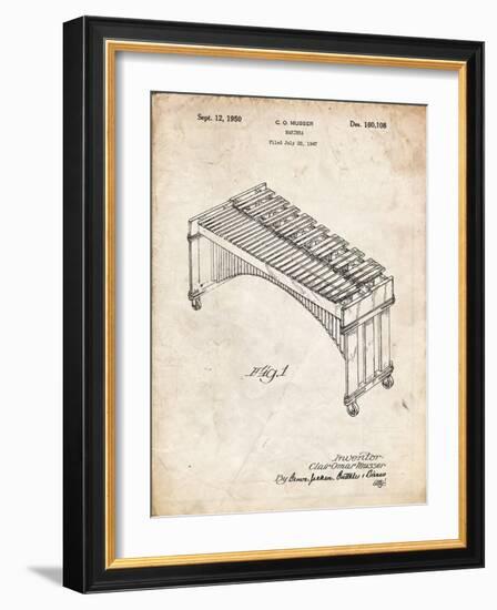 PP967-Vintage Parchment Musser Marimba Patent Poster-Cole Borders-Framed Giclee Print