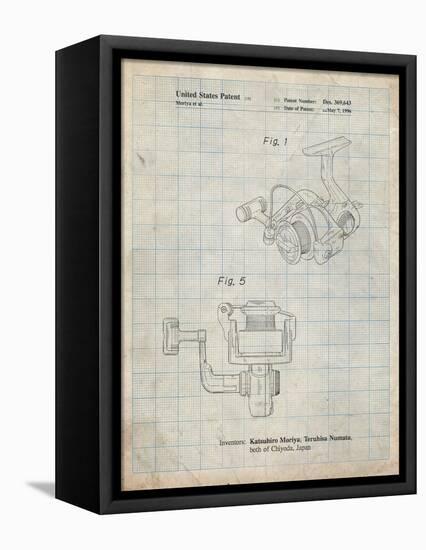 PP973-Antique Grid Parchment Open Face Spinning Fishing Reel Patent Poster-Cole Borders-Framed Premier Image Canvas