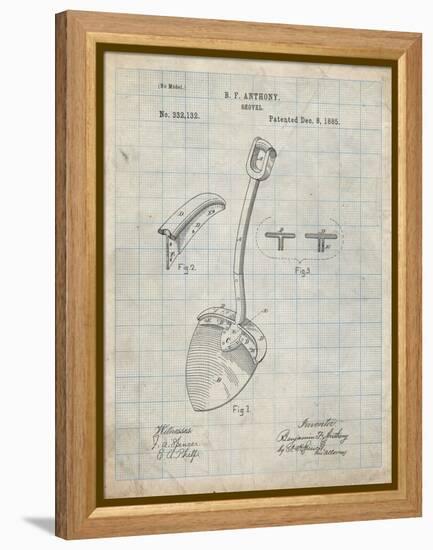 PP976-Antique Grid Parchment Original Shovel Patent 1885 Patent Poster-Cole Borders-Framed Premier Image Canvas
