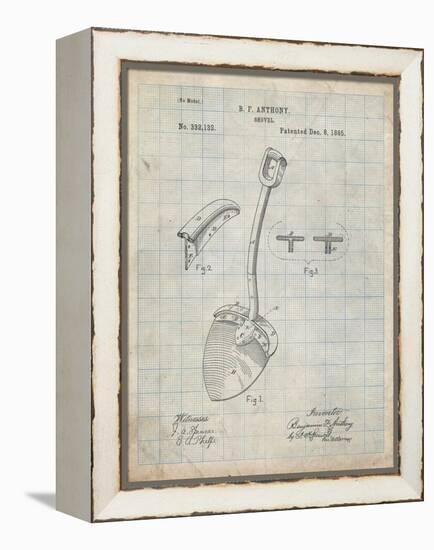 PP976-Antique Grid Parchment Original Shovel Patent 1885 Patent Poster-Cole Borders-Framed Premier Image Canvas