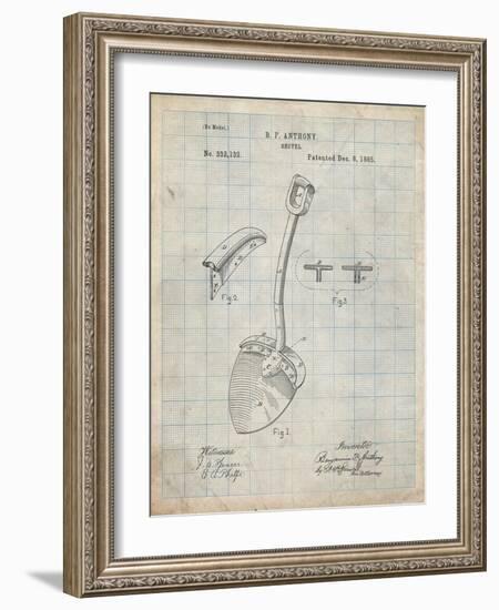 PP976-Antique Grid Parchment Original Shovel Patent 1885 Patent Poster-Cole Borders-Framed Giclee Print