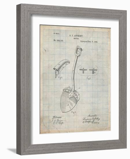 PP976-Antique Grid Parchment Original Shovel Patent 1885 Patent Poster-Cole Borders-Framed Giclee Print