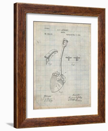 PP976-Antique Grid Parchment Original Shovel Patent 1885 Patent Poster-Cole Borders-Framed Giclee Print