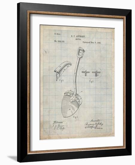 PP976-Antique Grid Parchment Original Shovel Patent 1885 Patent Poster-Cole Borders-Framed Giclee Print