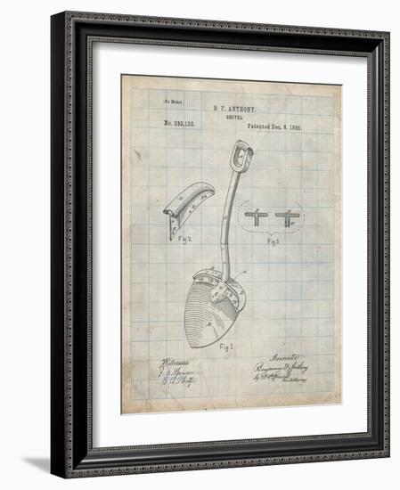 PP976-Antique Grid Parchment Original Shovel Patent 1885 Patent Poster-Cole Borders-Framed Giclee Print