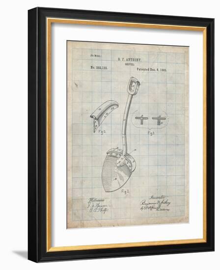 PP976-Antique Grid Parchment Original Shovel Patent 1885 Patent Poster-Cole Borders-Framed Giclee Print