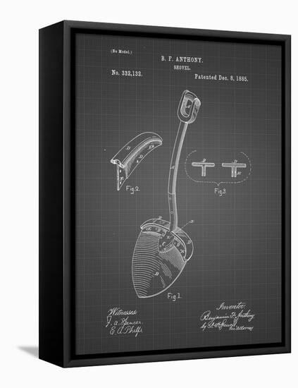 PP976-Black Grid Original Shovel Patent 1885 Patent Poster-Cole Borders-Framed Premier Image Canvas
