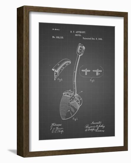 PP976-Black Grid Original Shovel Patent 1885 Patent Poster-Cole Borders-Framed Giclee Print