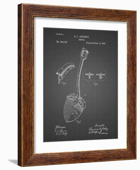 PP976-Black Grid Original Shovel Patent 1885 Patent Poster-Cole Borders-Framed Giclee Print