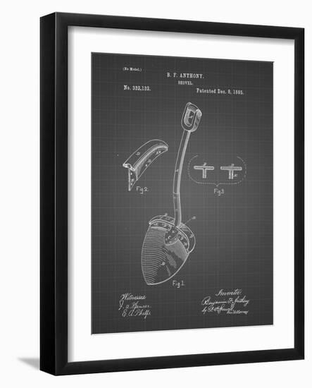 PP976-Black Grid Original Shovel Patent 1885 Patent Poster-Cole Borders-Framed Giclee Print