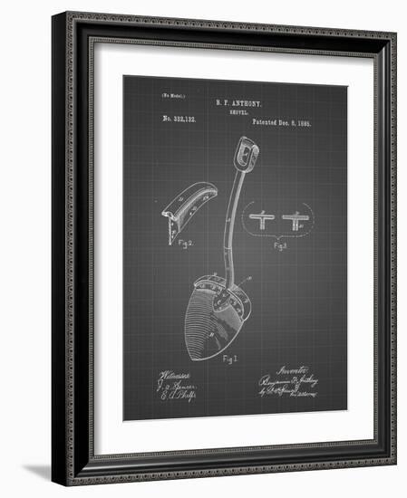 PP976-Black Grid Original Shovel Patent 1885 Patent Poster-Cole Borders-Framed Giclee Print