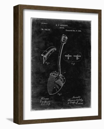 PP976-Black Grunge Original Shovel Patent 1885 Patent Poster-Cole Borders-Framed Giclee Print