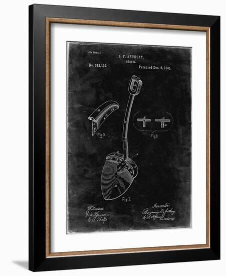 PP976-Black Grunge Original Shovel Patent 1885 Patent Poster-Cole Borders-Framed Giclee Print