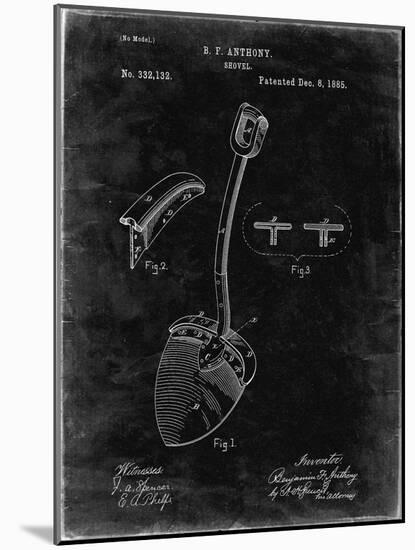 PP976-Black Grunge Original Shovel Patent 1885 Patent Poster-Cole Borders-Mounted Giclee Print