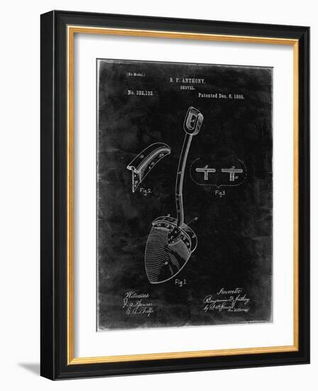 PP976-Black Grunge Original Shovel Patent 1885 Patent Poster-Cole Borders-Framed Giclee Print