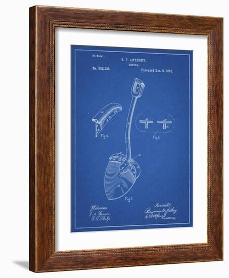 PP976-Blueprint Original Shovel Patent 1885 Patent Poster-Cole Borders-Framed Giclee Print