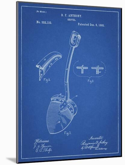 PP976-Blueprint Original Shovel Patent 1885 Patent Poster-Cole Borders-Mounted Giclee Print
