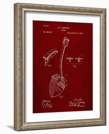 PP976-Burgundy Original Shovel Patent 1885 Patent Poster-Cole Borders-Framed Giclee Print