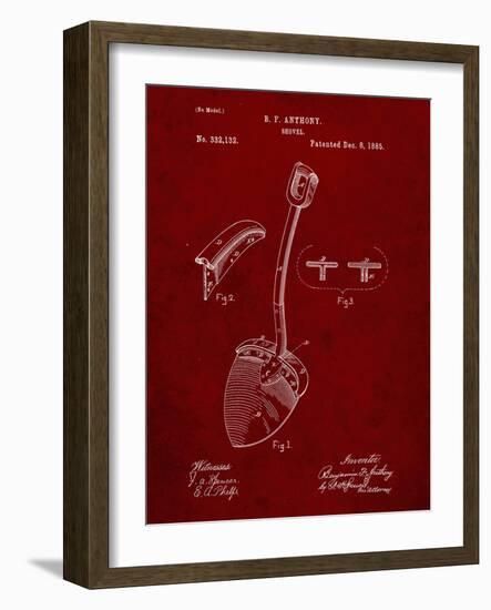 PP976-Burgundy Original Shovel Patent 1885 Patent Poster-Cole Borders-Framed Giclee Print