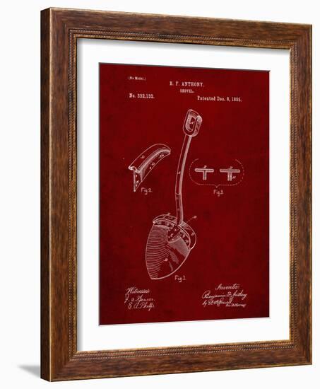 PP976-Burgundy Original Shovel Patent 1885 Patent Poster-Cole Borders-Framed Giclee Print