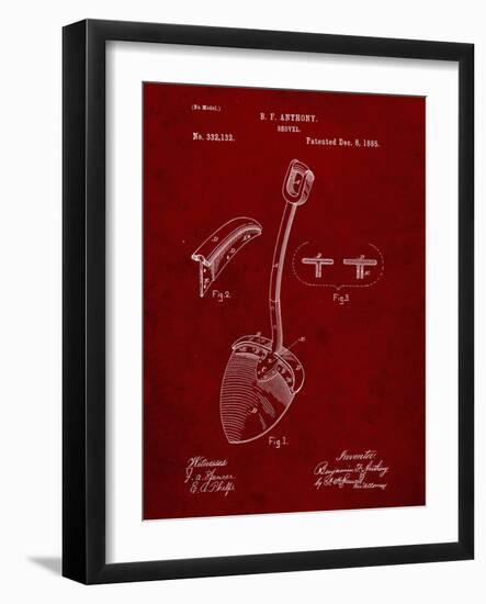 PP976-Burgundy Original Shovel Patent 1885 Patent Poster-Cole Borders-Framed Giclee Print